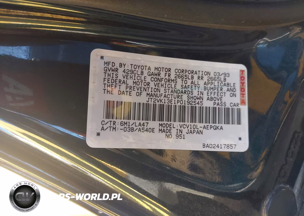 1993 Toyota Camry Xle VIN:JT2VK13E1P0192545 - 9