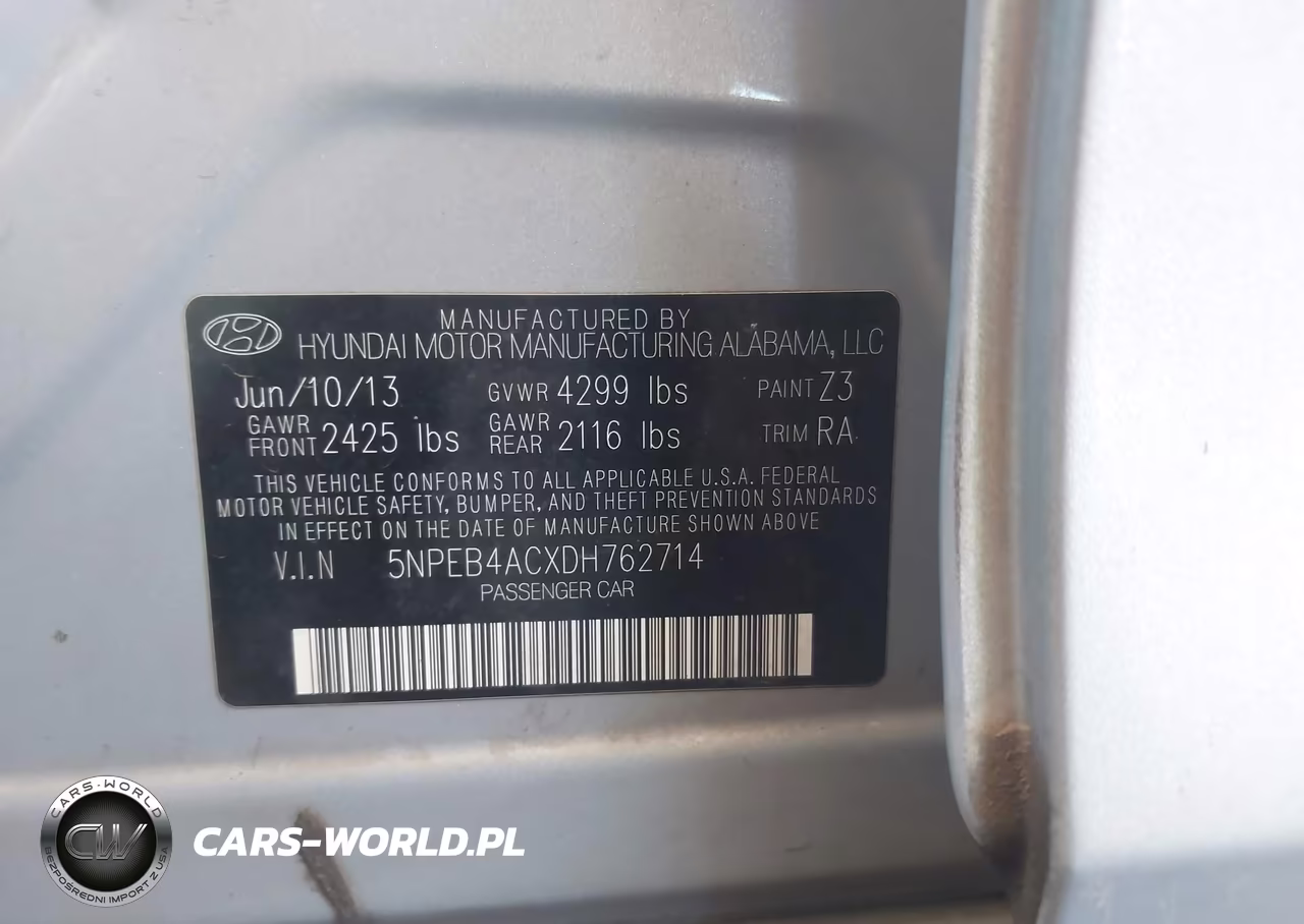 2013 Hyundai Sonata Gls VIN:5NPEB4ACXDH762714 - 9