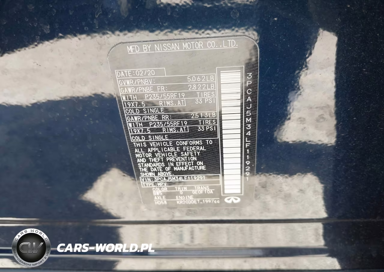 2020 Infiniti Qx50 Essential Awd VIN:3PCAJ5M34LF119291 - 9
