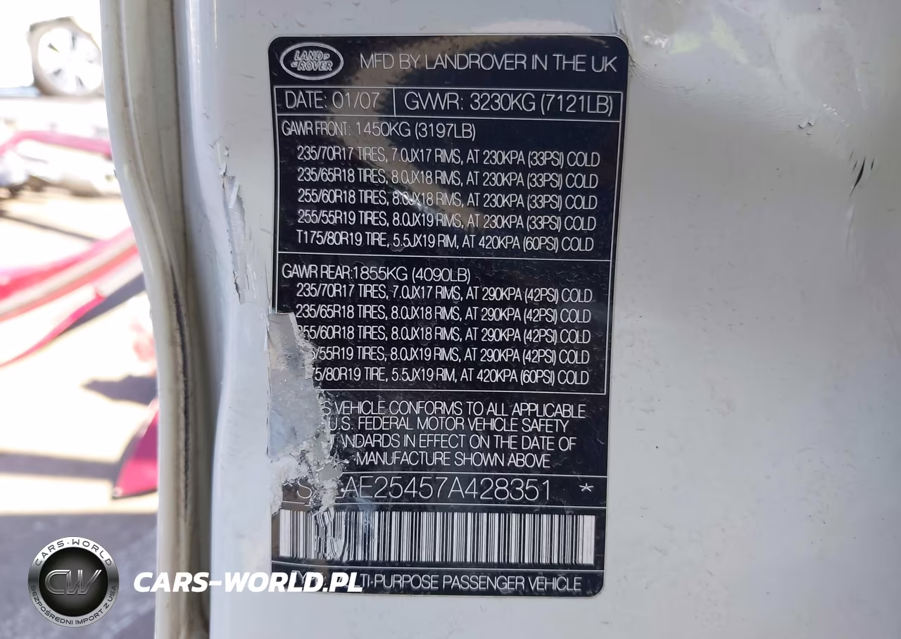 2007 Land Rover Lr3 V8 Se VIN:SALAE25457A428351 - 9