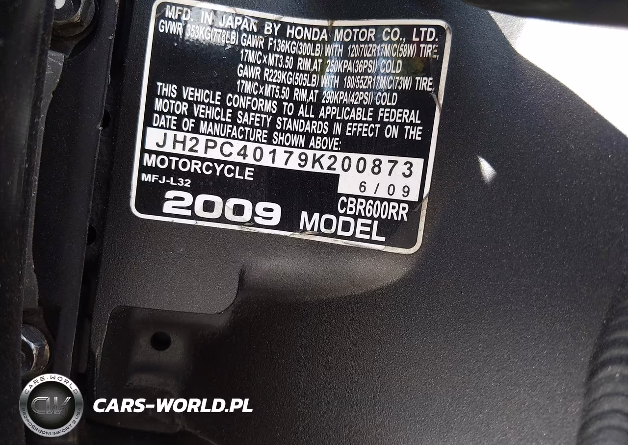 2009 Honda Cbr600 Rr VIN:JH2PC40179K200873 - 10