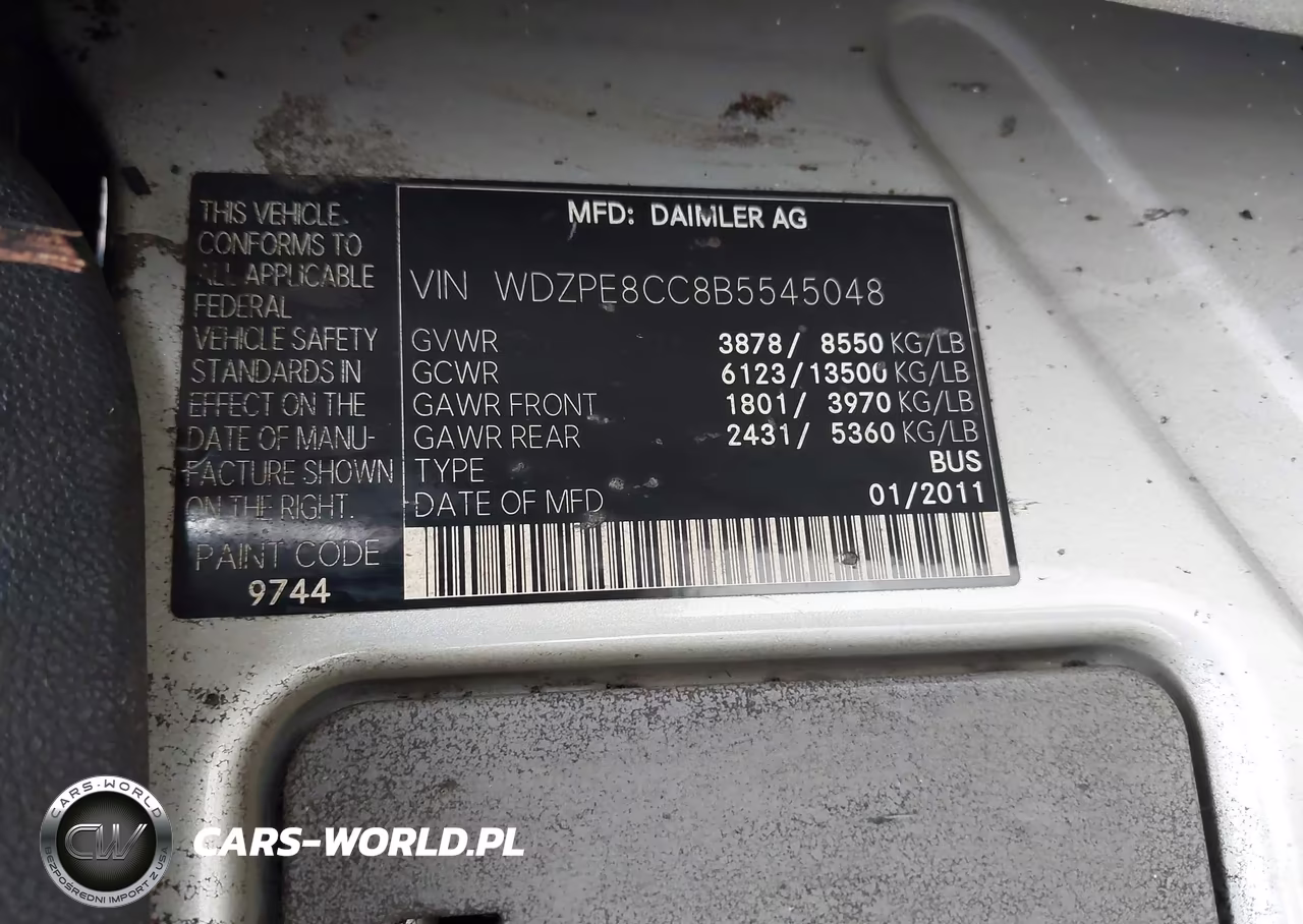 2011 Mercedes-Benz Sprinter 2500 High Roof VIN:WDZPE8CC8B5545048 - 9