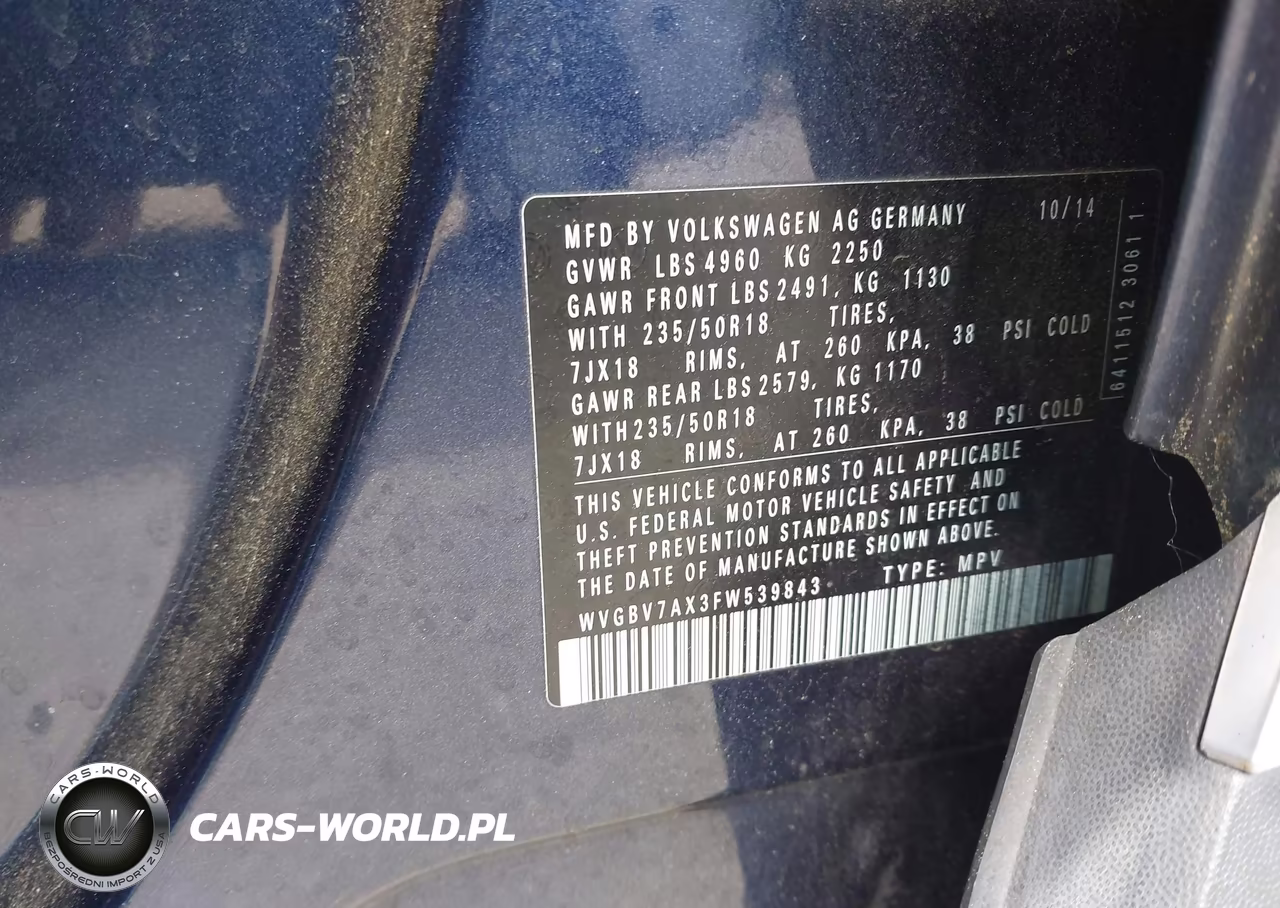 2015 Volkswagen Tiguan Se VIN:WVGBV7AX3FW539843 - 9