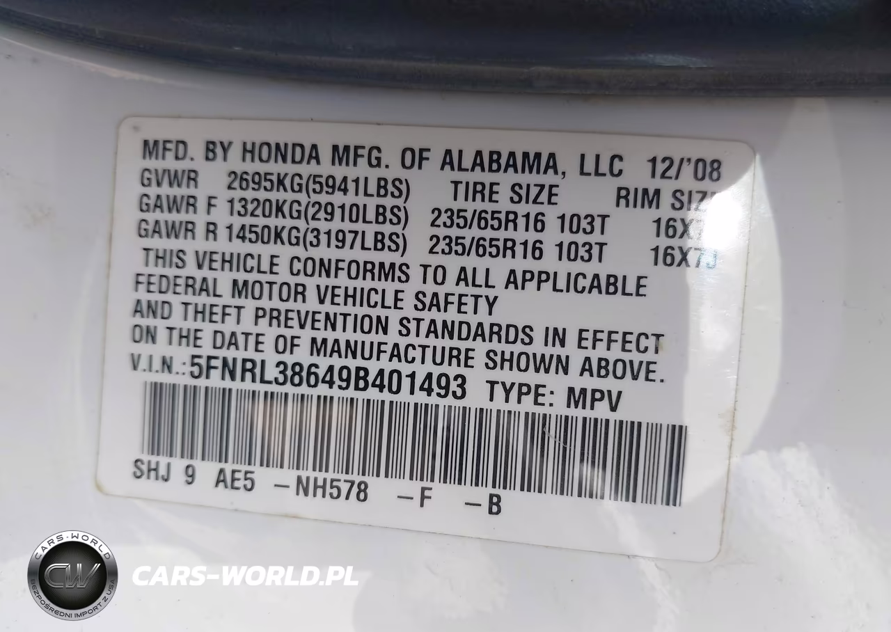 2009 Honda Odyssey Ex-L VIN:5FNRL38649B401493 - 9