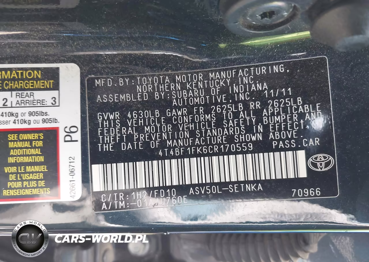 2012 Toyota Camry Le VIN:4T4BF1FK6CR170559 - 9