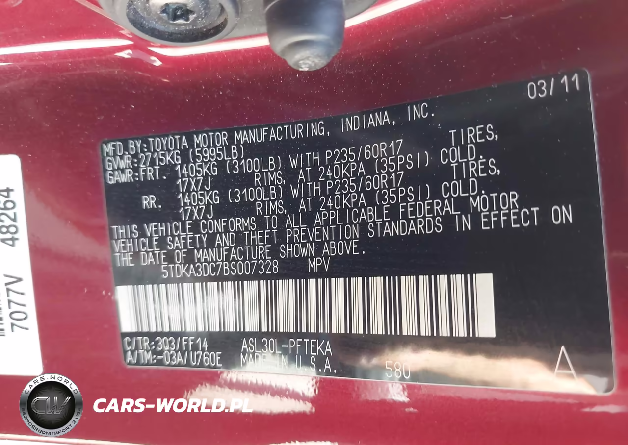 2011 Toyota Sienna VIN:5TDKA3DC7BS007328 - 9