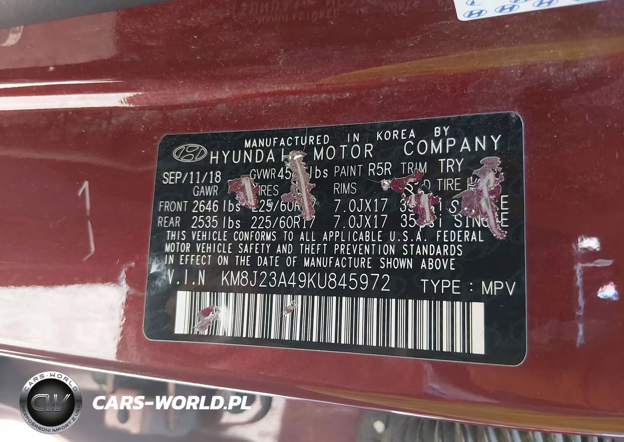 2019 Hyundai Tucson Se VIN:KM8J23A49KU845972 - 9