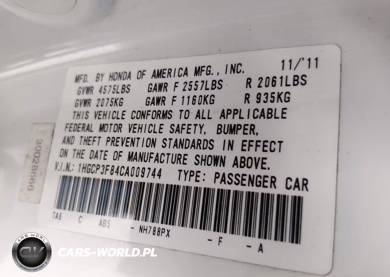 2012 Honda Accord 3.5 Ex-L VIN:1HGCP3F84CA009744 - 9