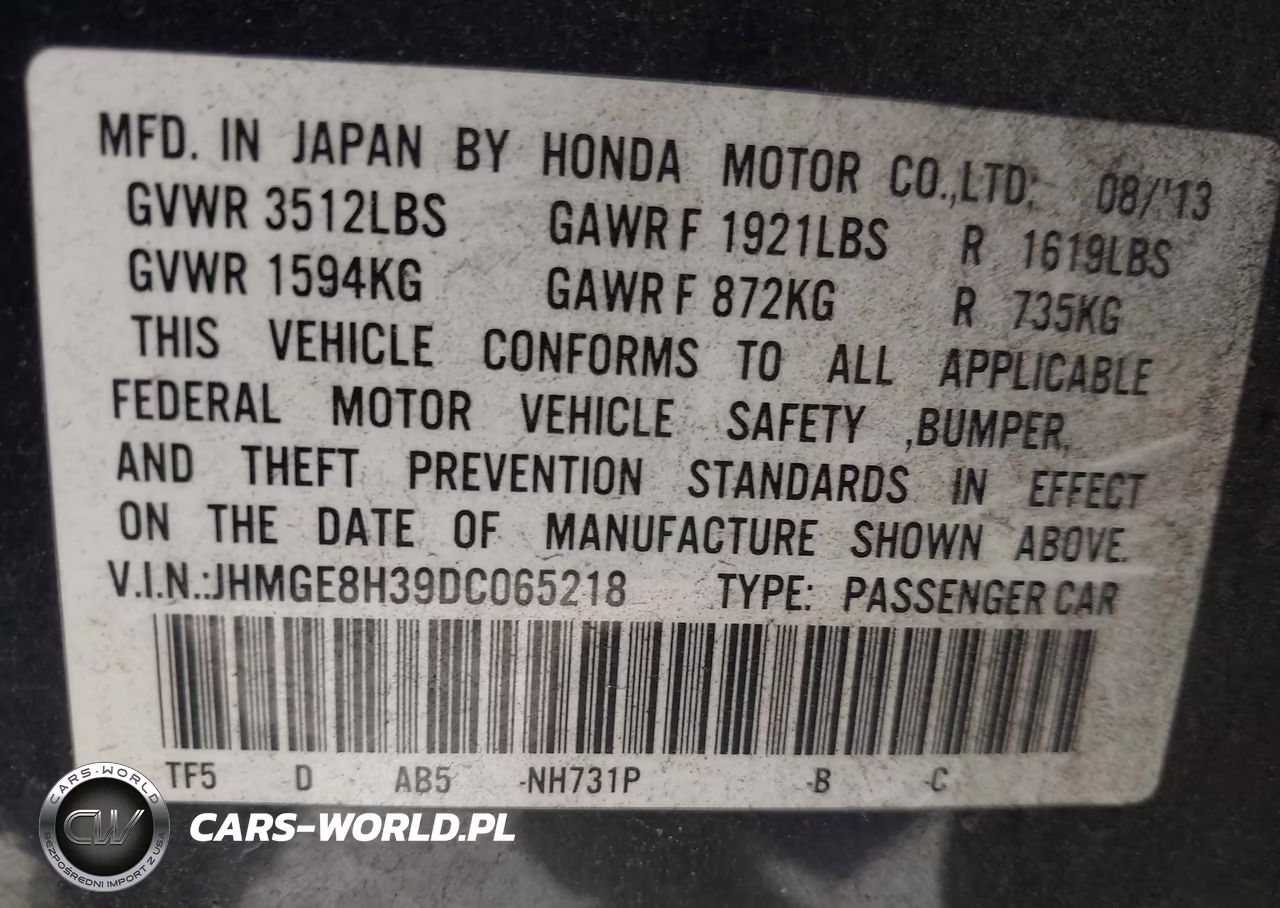 2013 Honda Fit VIN:JHMGE8H39DC065218 - 9