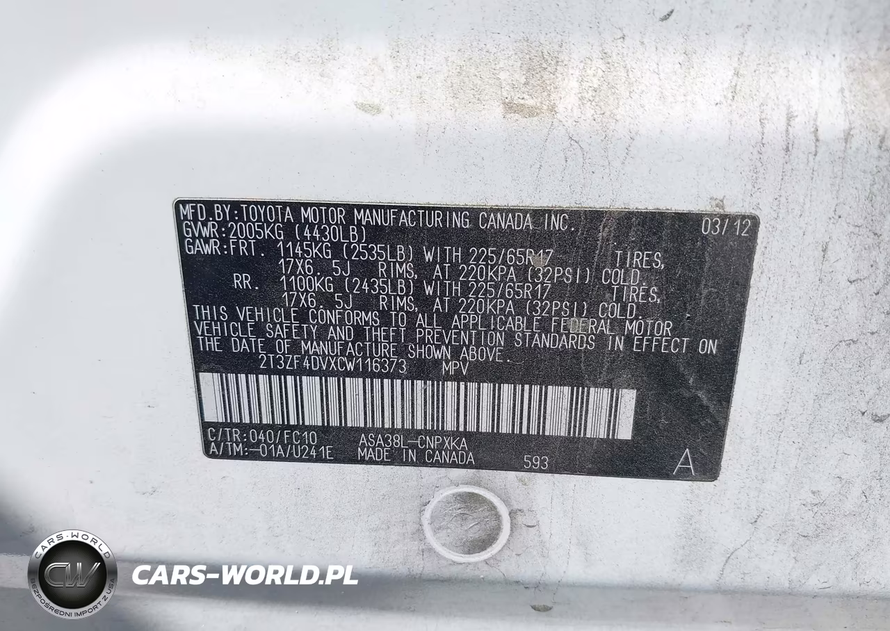 2012 Toyota Rav4 VIN:2T3ZF4DVXCW116373 - 9
