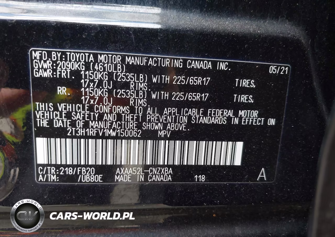 2021 Toyota Rav4 Le VIN:2T3H1RFV1MW150062 - 9