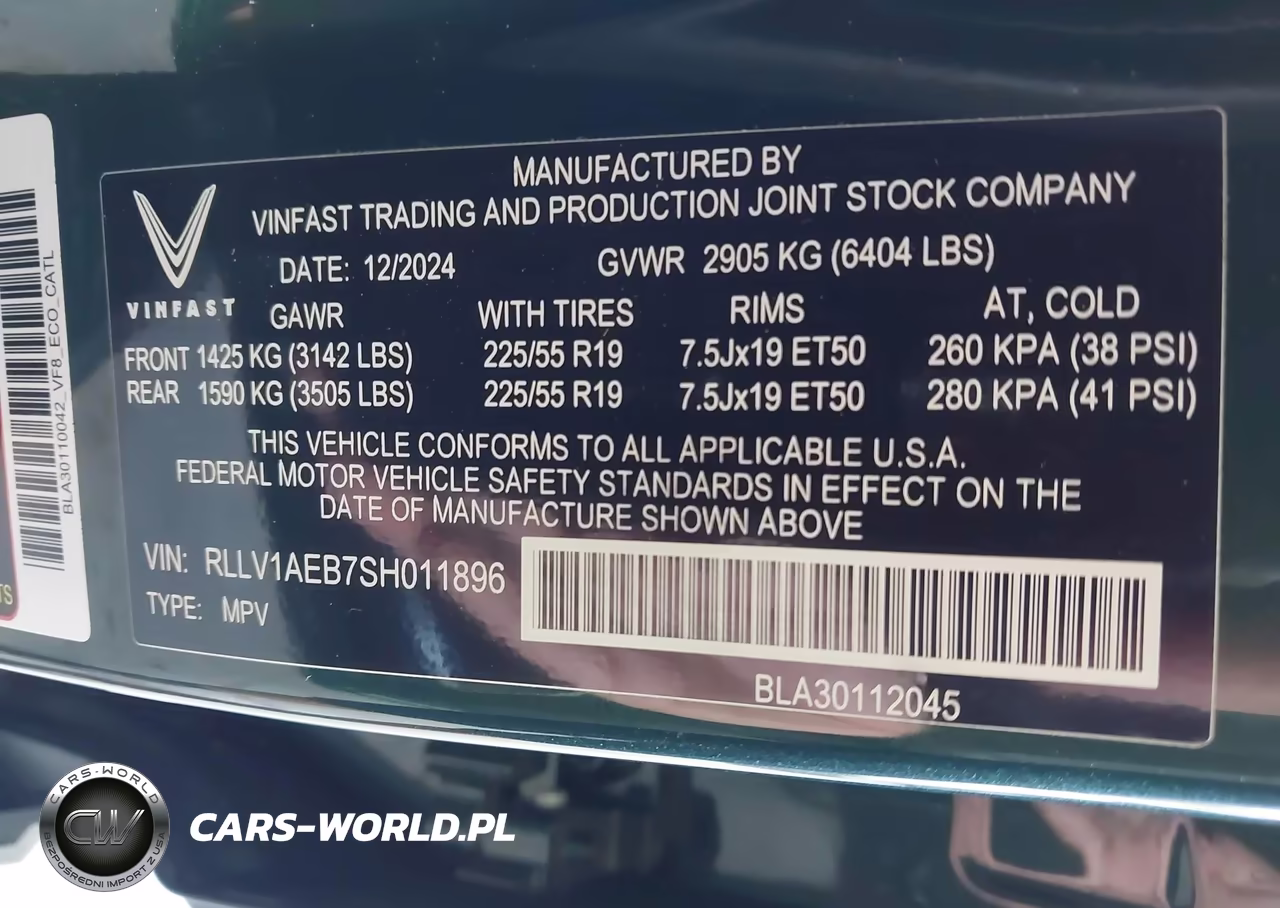 2025 Vinfast Vf 8 Eco VIN:RLLV1AEB7SH011896 - 9