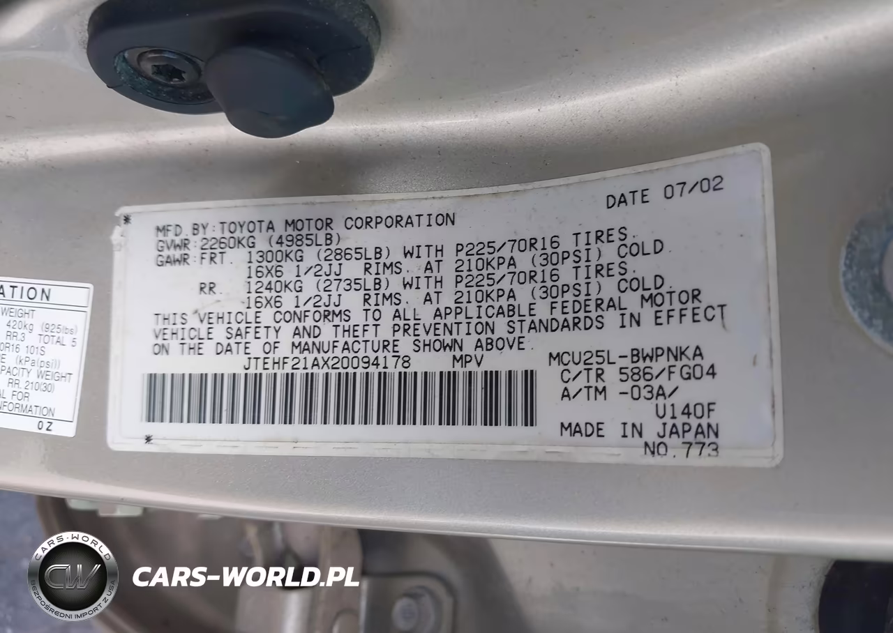 2002 Toyota Highlander V6 VIN:JTEHF21AX20094178 - 9