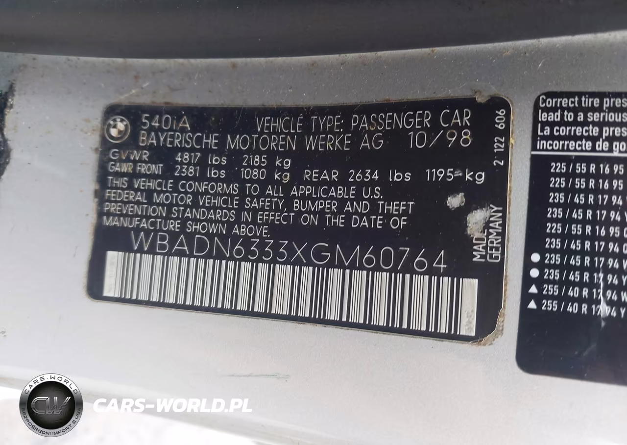 1999 BMW 540Ia VIN:WBADN6333XGM60764 - 9