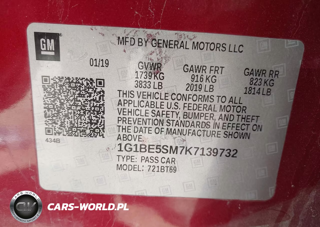 2019 Chevrolet Cruze Lt VIN:1G1BE5SM7K7139732 - 9
