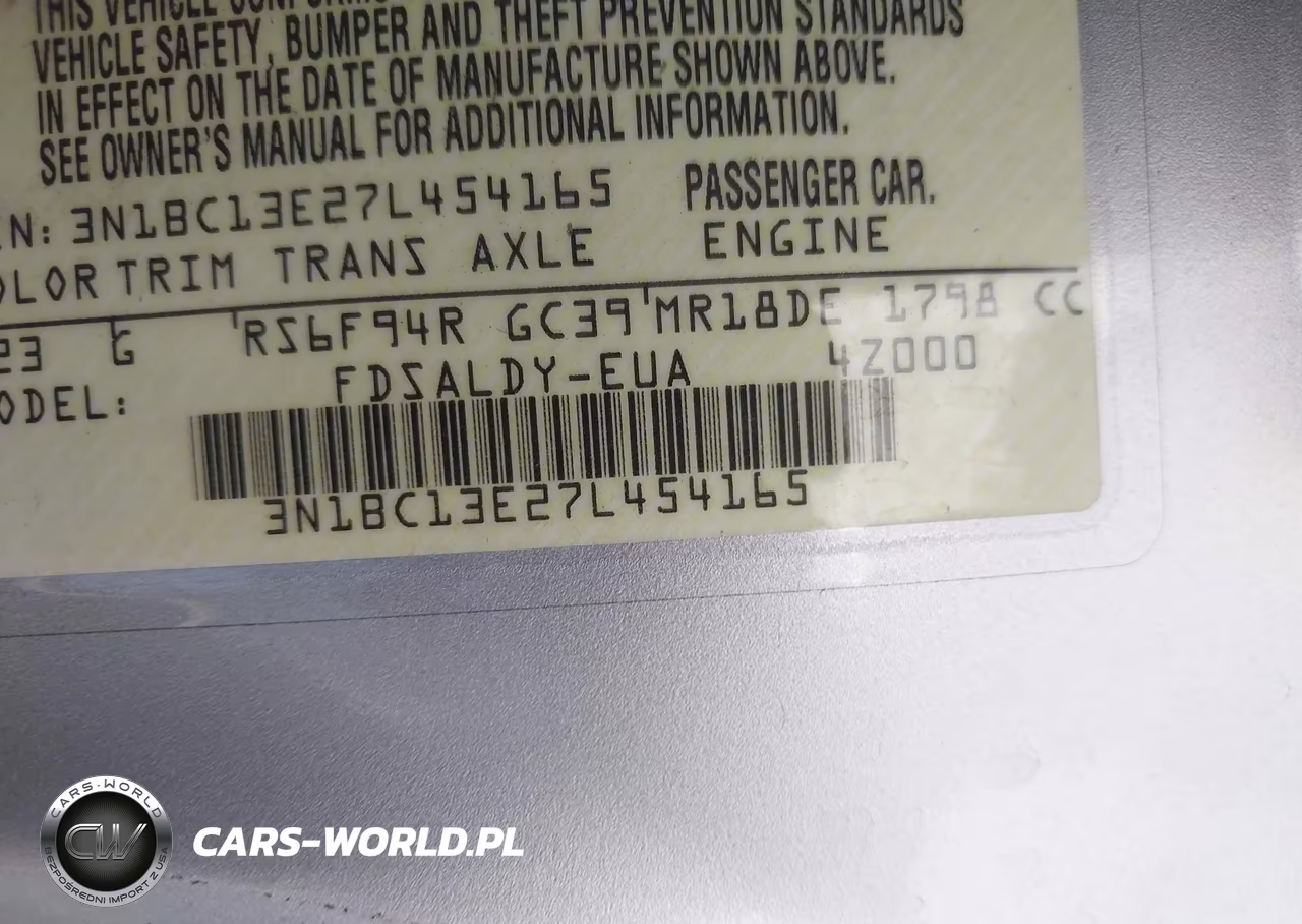 2007 Nissan Versa 1.8S VIN:3N1BC13E27L454165 - 9