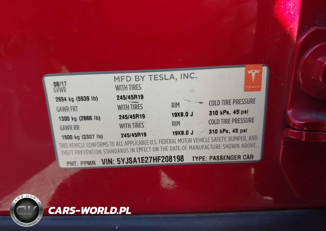 2017 Tesla Model S 100D-60D-75D-90D-P100D VIN:5YJSA1E27HF208198 - 9