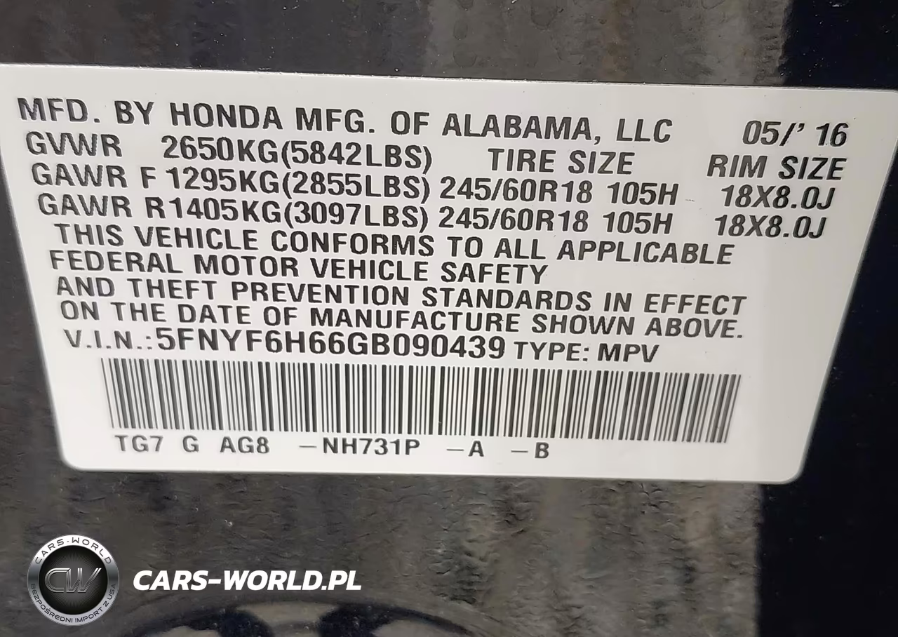 2016 Honda Pilot Ex-L VIN:5FNYF6H66GB090439 - 9