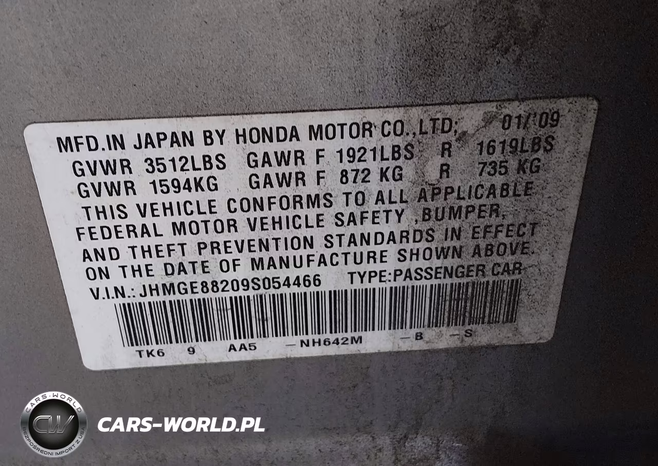 2009 Honda Fit VIN:JHMGE88209S054466 - 9