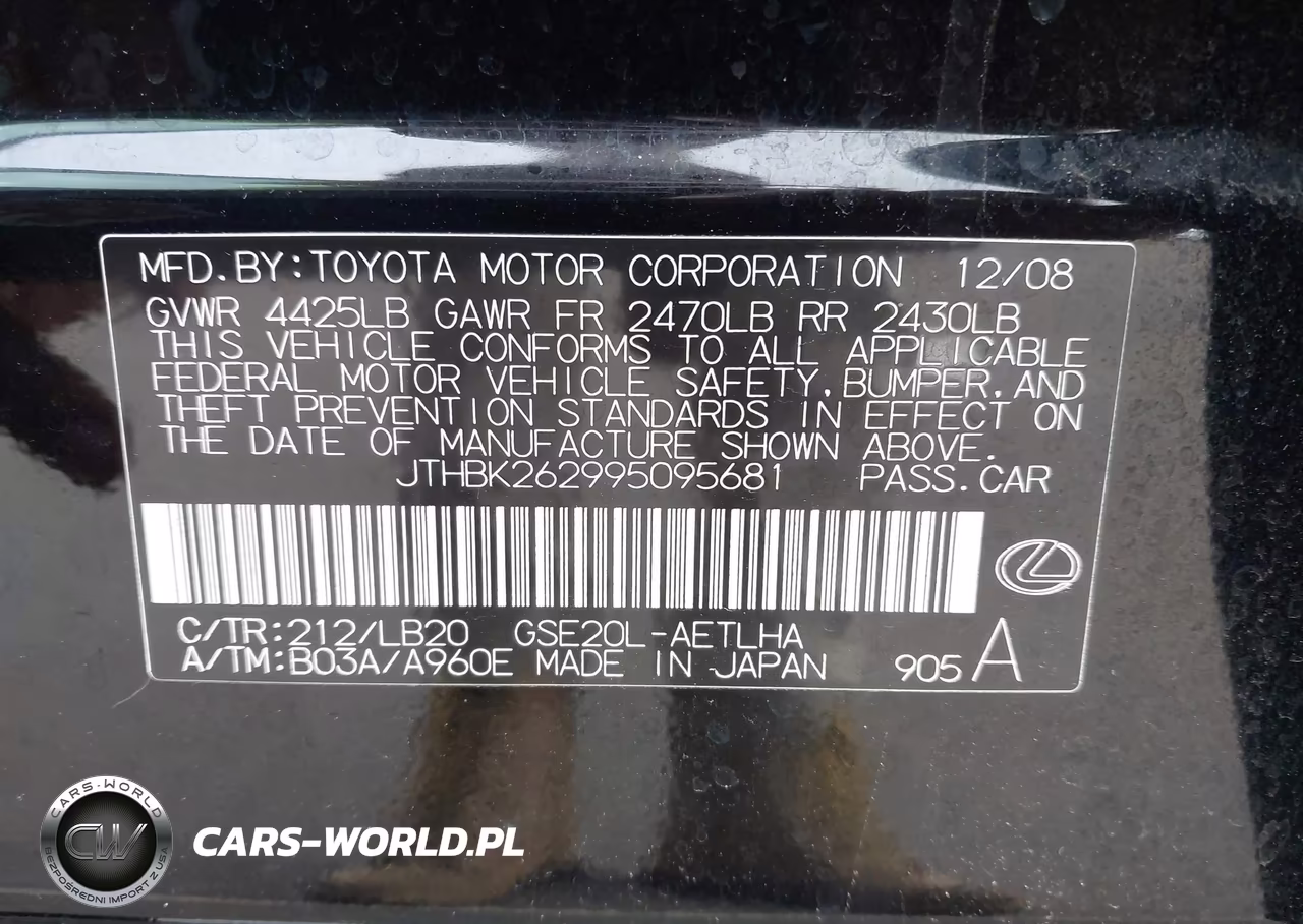 2009 Lexus Is 250 VIN:JTHBK262995095681 - 9