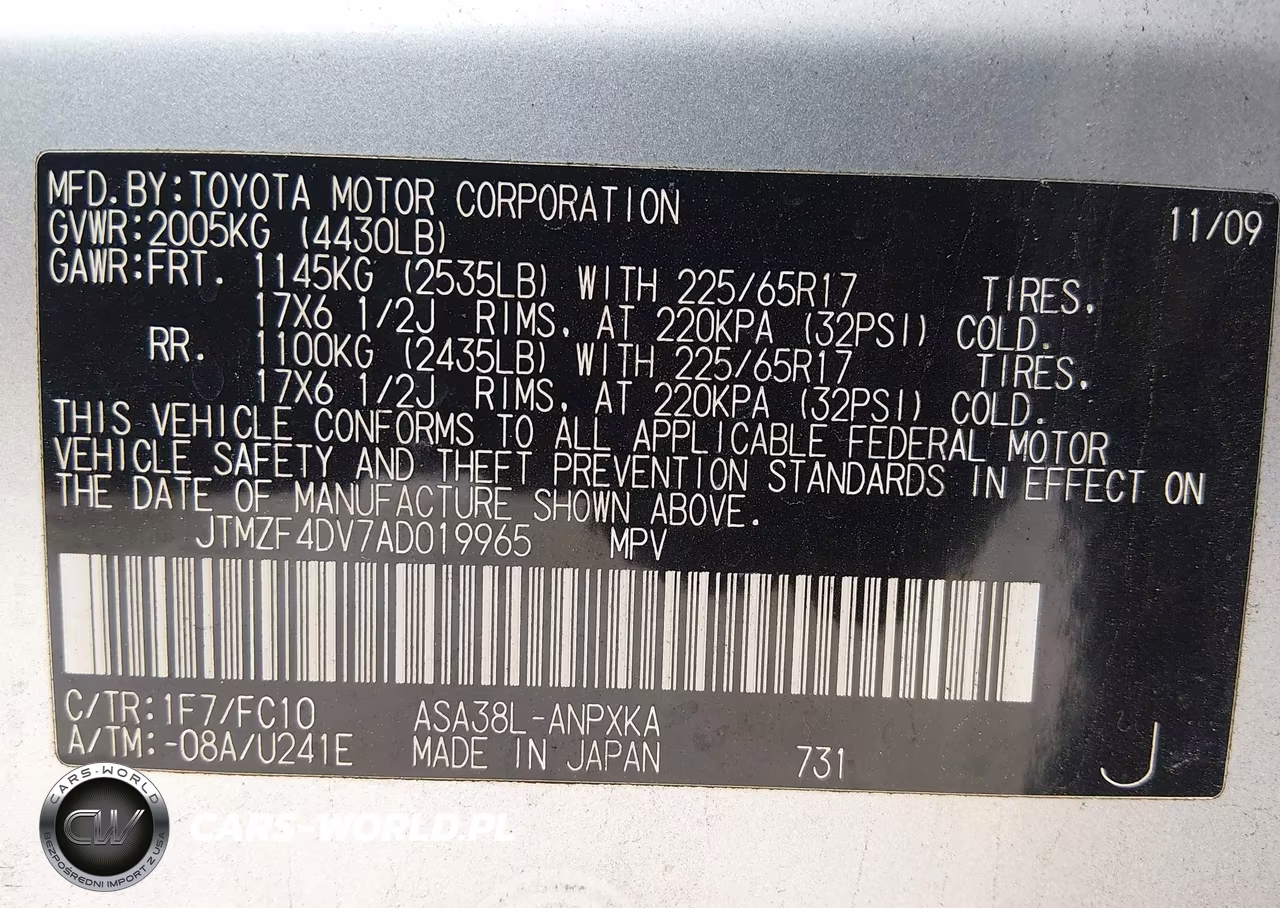 2010 Toyota Rav4 VIN:JTMZF4DV7AD019965 - 9