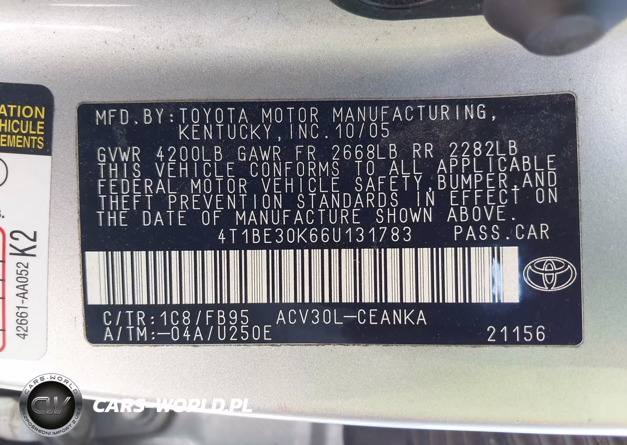 2006 Toyota Camry Le VIN:4T1BE30K66U131783 - 9