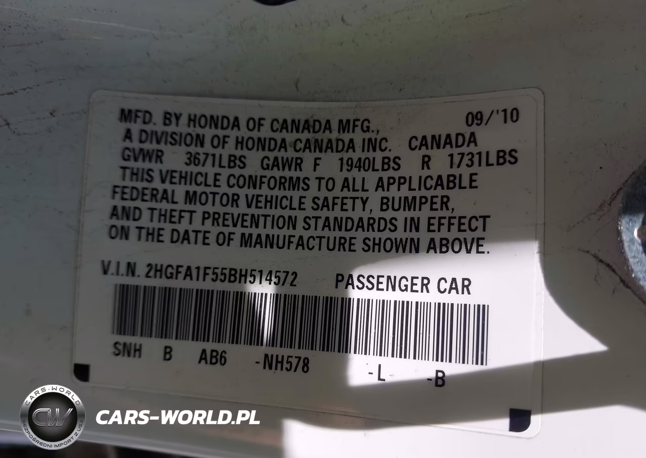 2011 Honda Civic Lx VIN:2HGFA1F55BH514572 - 9