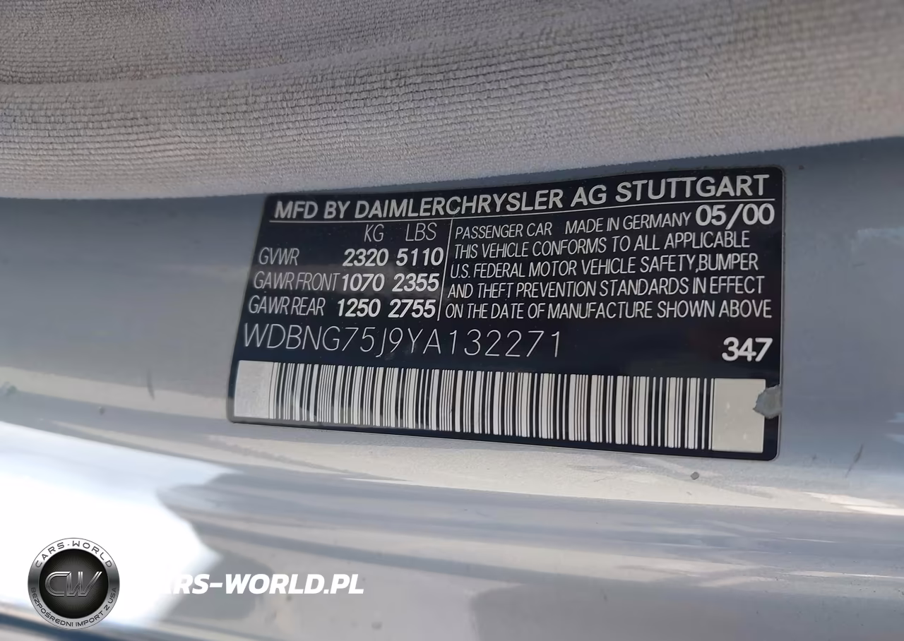 2000 Mercedes-Benz S 500 VIN:WDBNG75J9YA132271 - 9