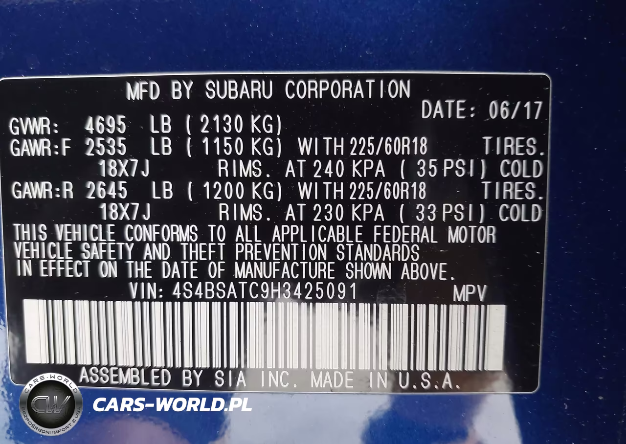 2017 Subaru Outback 2.5I Touring VIN:4S4BSATC9H3425091 - 9
