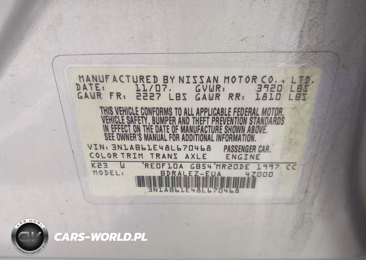 2008 Nissan Sentra 2.0S VIN:3N1AB61E48L670468 - 9