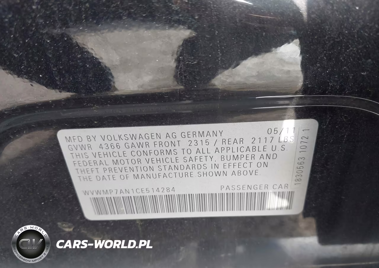 2012 Volkswagen Cc Sport VIN:WVWMP7AN1CE514284 - 9