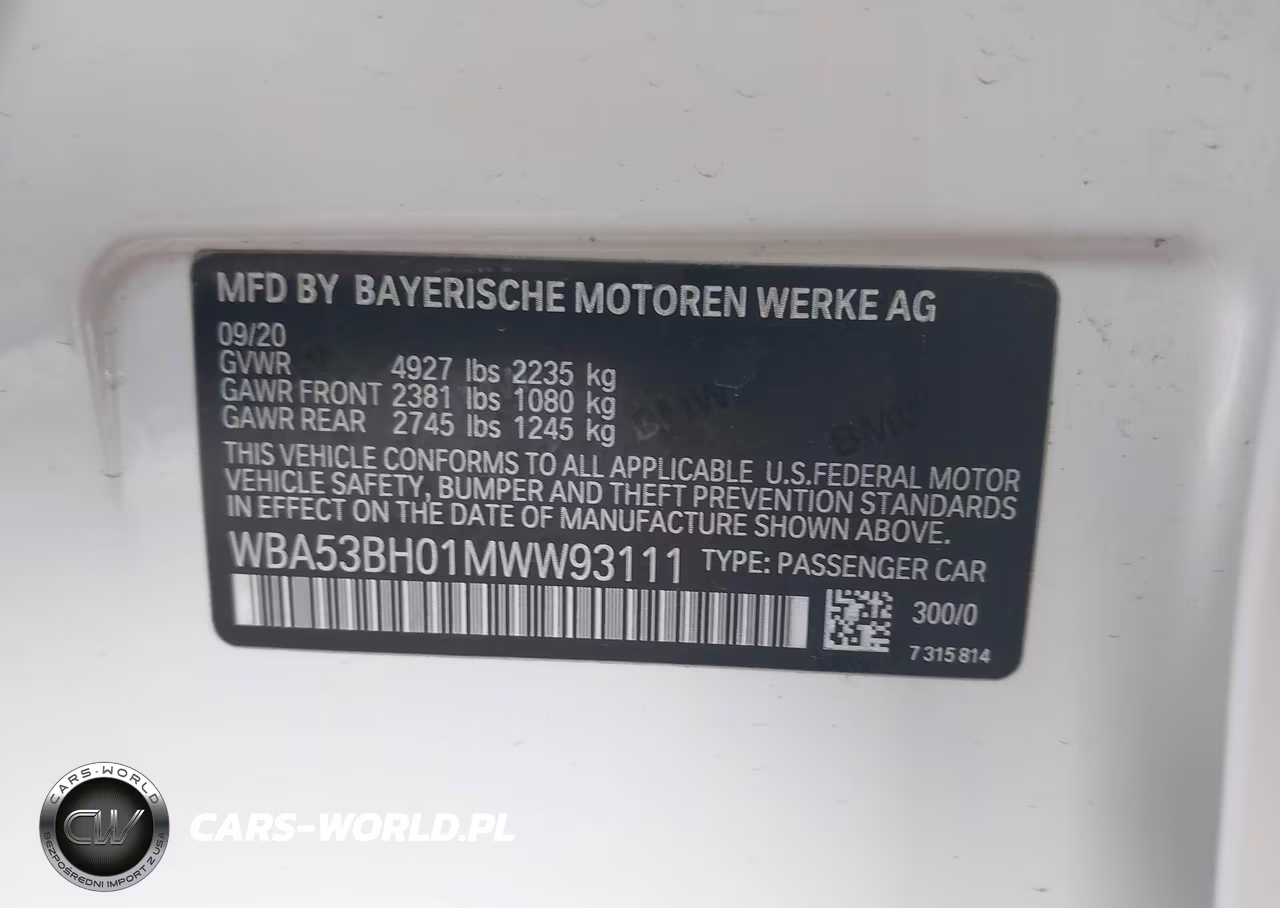 2021 BMW 530I VIN:WBA53BH01MWW93111 - 9