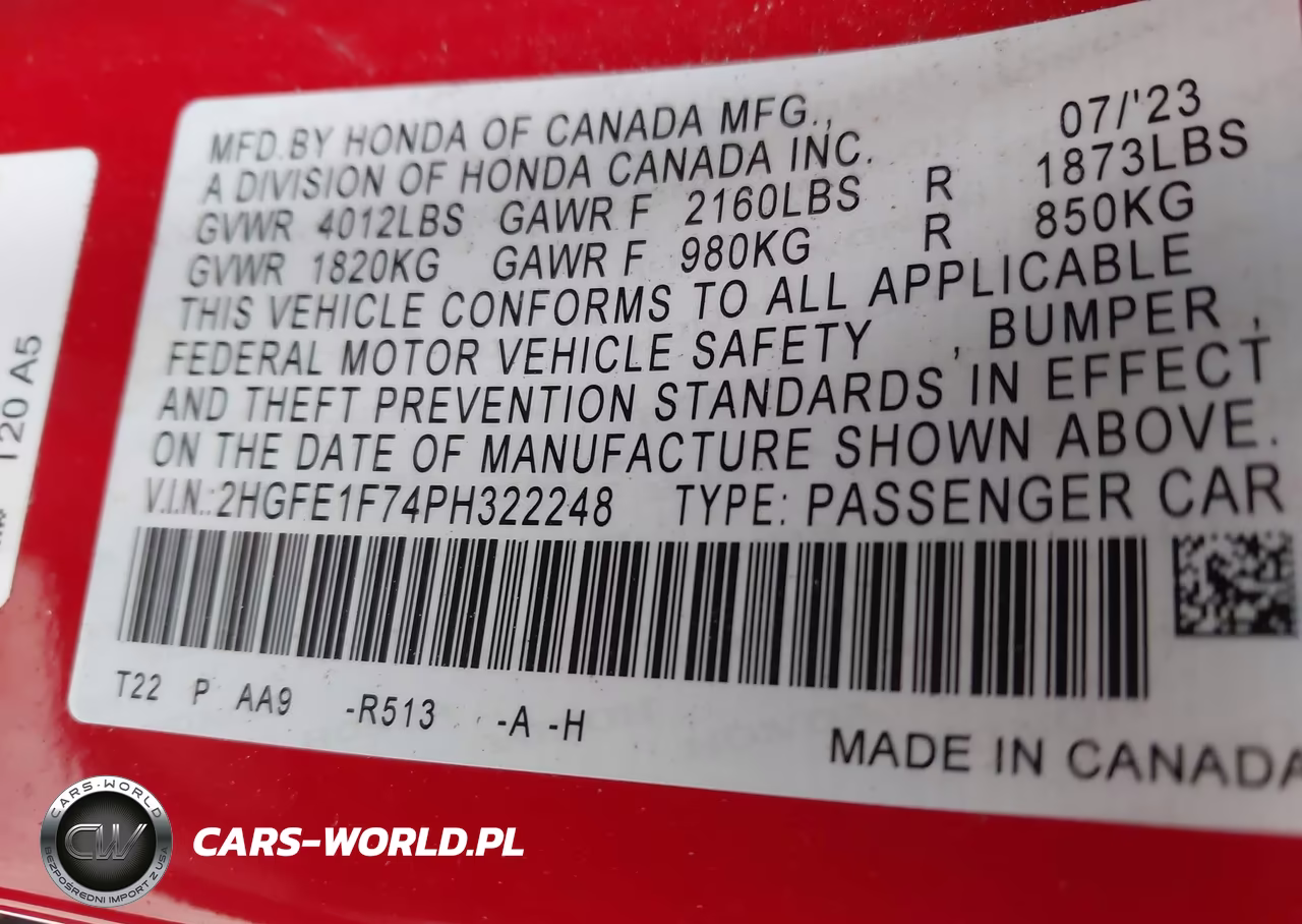 2023 Honda Civic Ex-Ex W-O Bsi VIN:2HGFE1F74PH322248 - 9