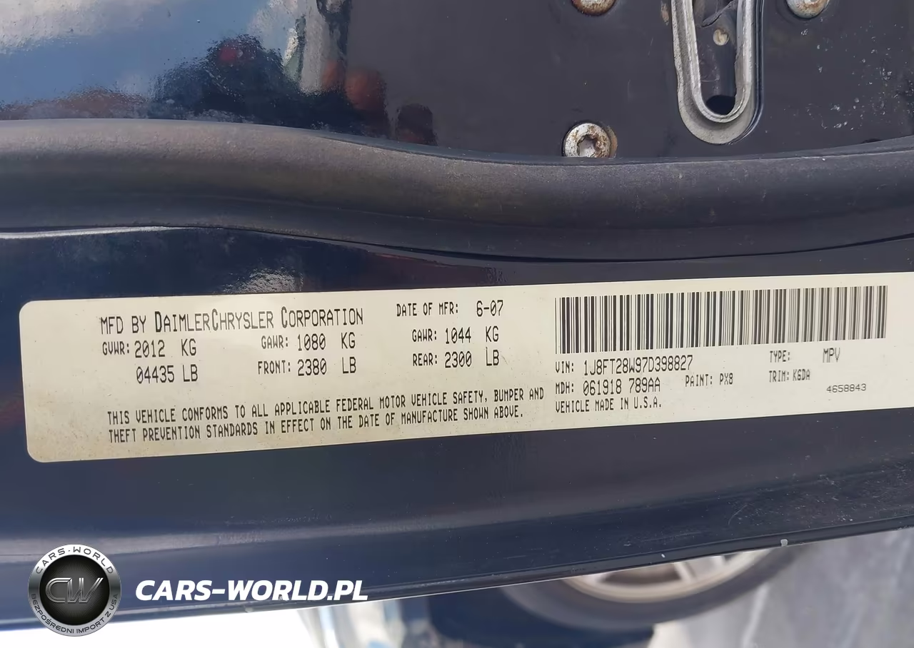 2007 Jeep Patriot Sport VIN:1J8FT28W97D398827 - 9