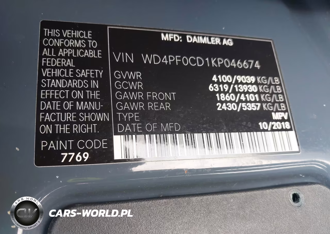 2019 Mercedes-Benz Sprinter 2500 Standard Roof V6 VIN:WD4PF0CD1KP046674 - 9