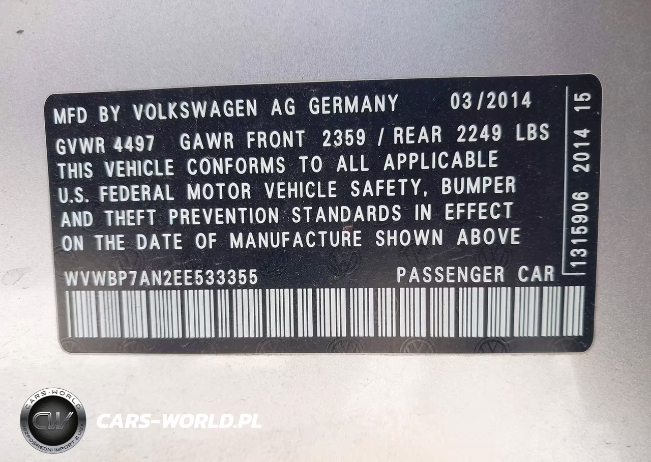 2014 Volkswagen Cc 2.0T R-Line VIN:WVWBP7AN2EE533355 - 9
