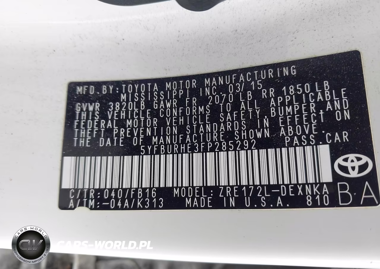2015 Toyota Corolla Le Plus VIN:5YFBURHE3FP285292 - 9