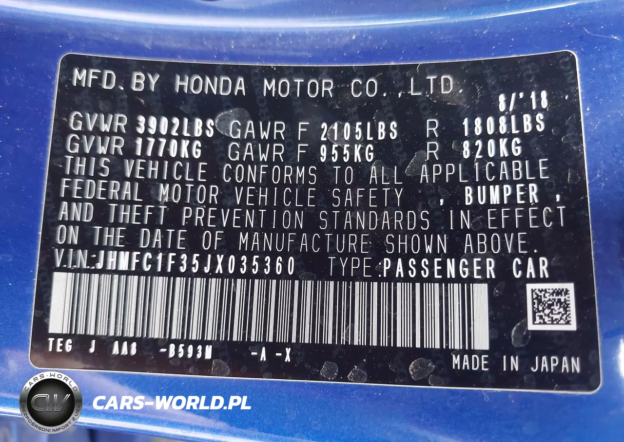 2018 Honda Civic Ex-T VIN:JHMFC1F35JX035360 - 9
