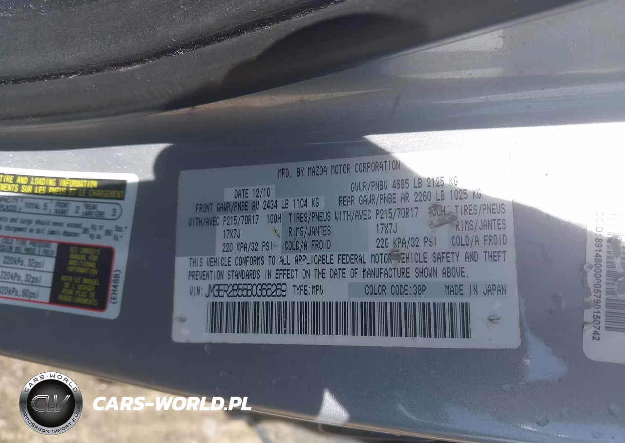 2011 Mazda Cx-7 I Sport VIN:JM3ER2B55B0366269 - 9