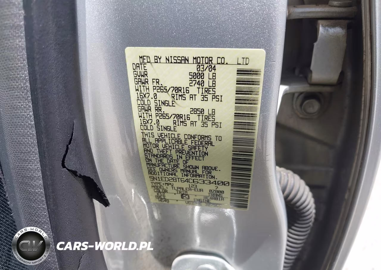 2004 Nissan Xterra Xe VIN:5N1ED28T64C633400 - 9