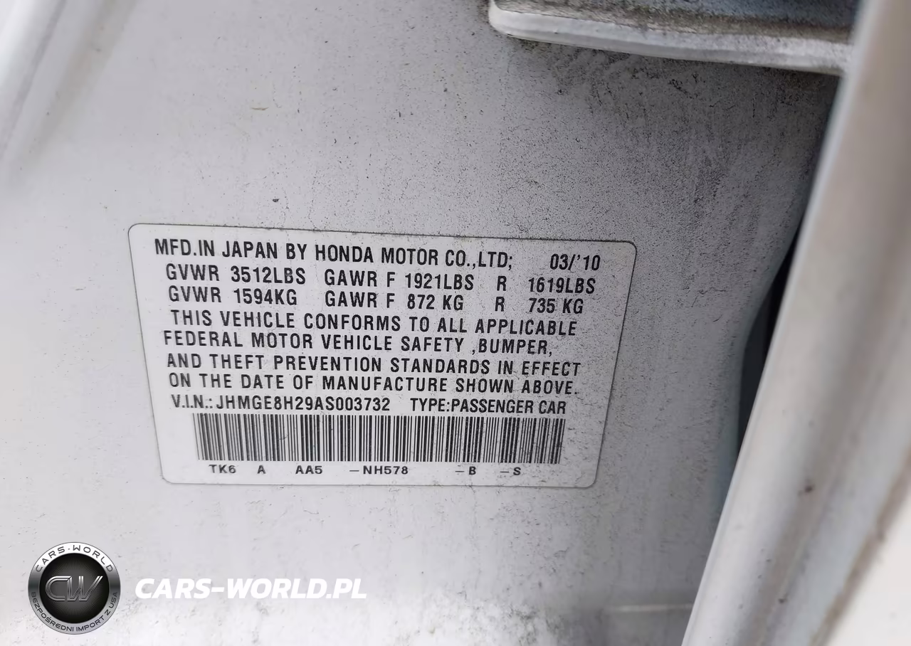 2010 Honda Fit VIN:JHMGE8H29AS003732 - 9