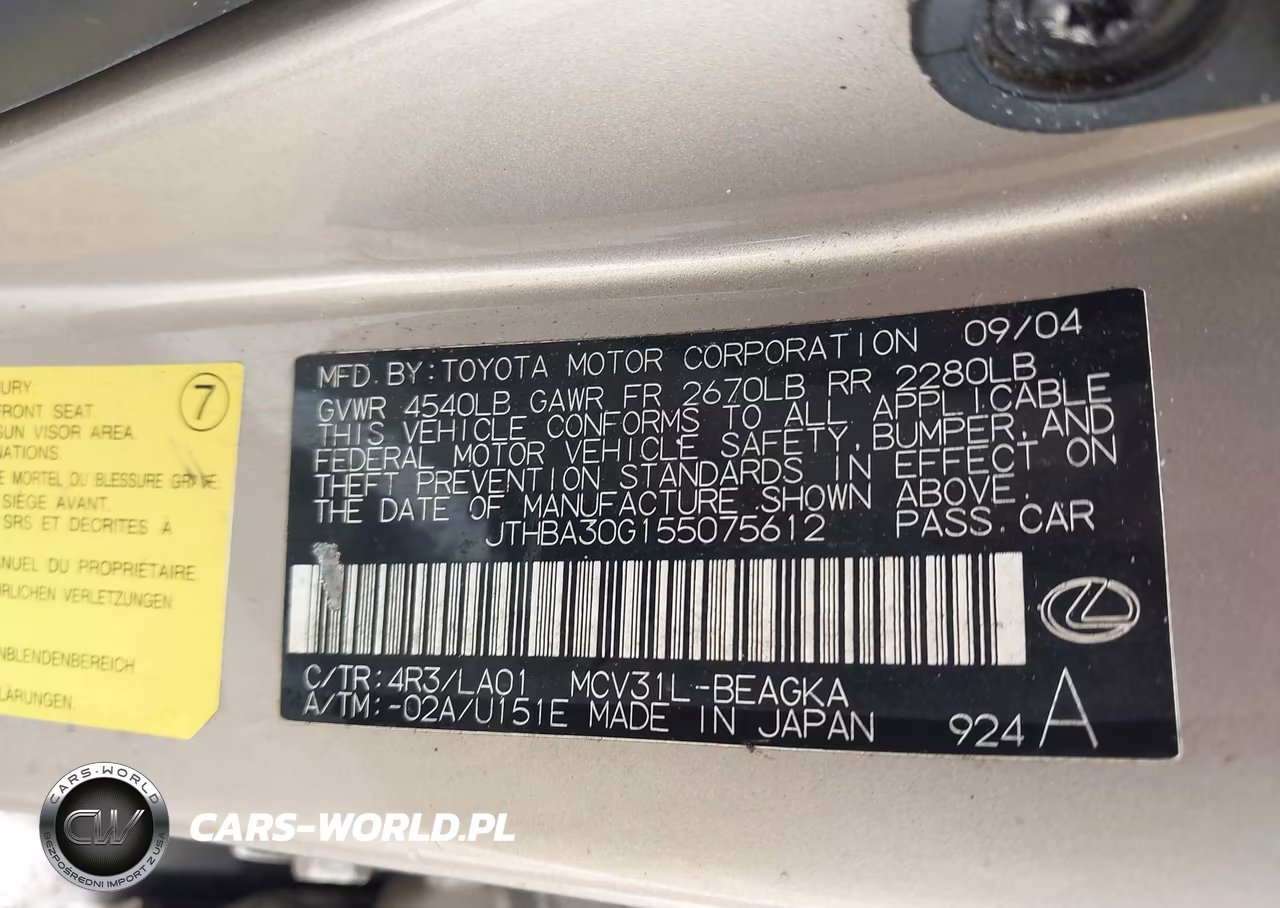 2005 Lexus Es 330 VIN:JTHBA30G155075612 - 9