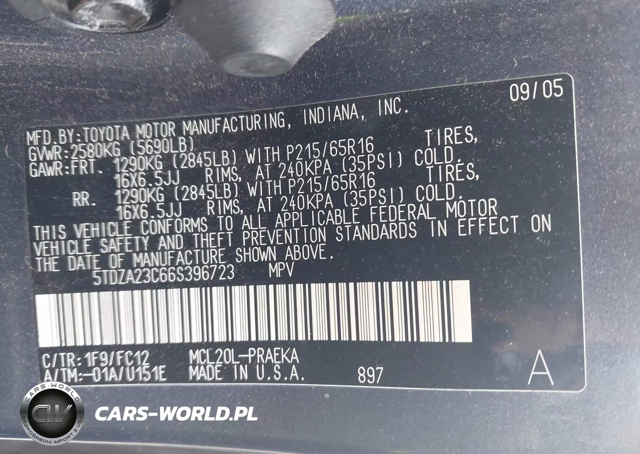 2006 Toyota Sienna Le VIN:5TDZA23C66S396723 - 9
