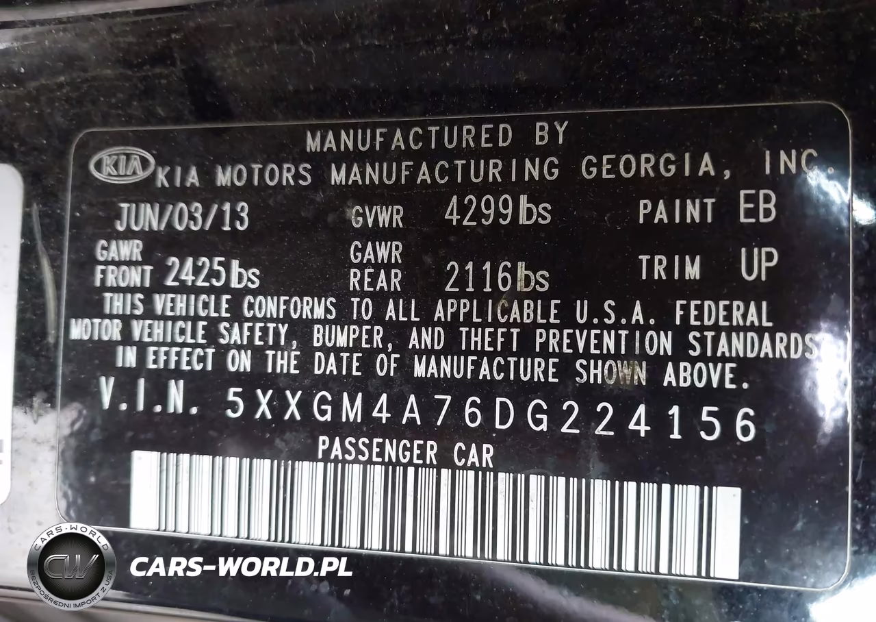 2013 Kia Optima Lx VIN:5XXGM4A76DG224156 - 9