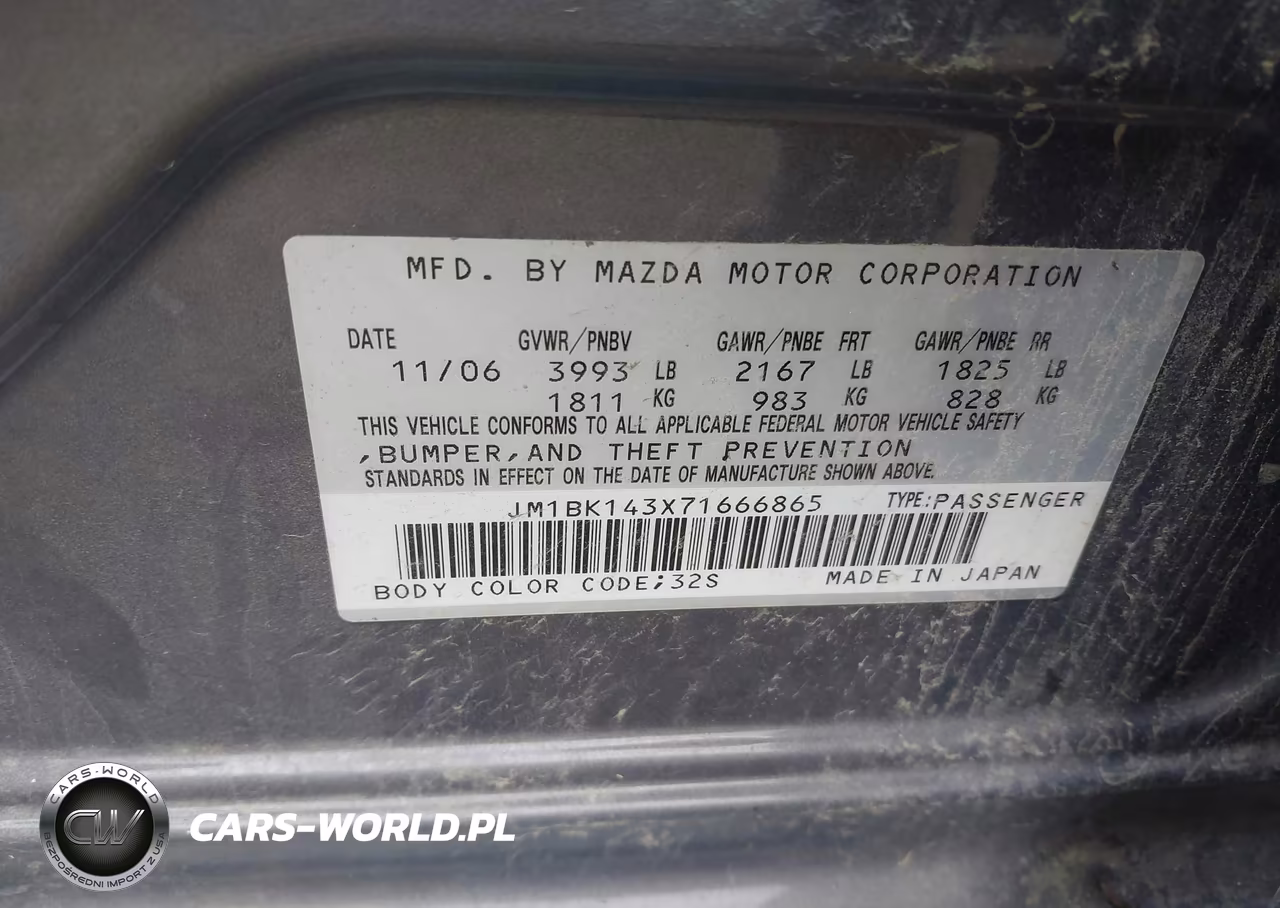 2007 Mazda Mazda3 S Sport VIN:JM1BK143X71666865 - 9