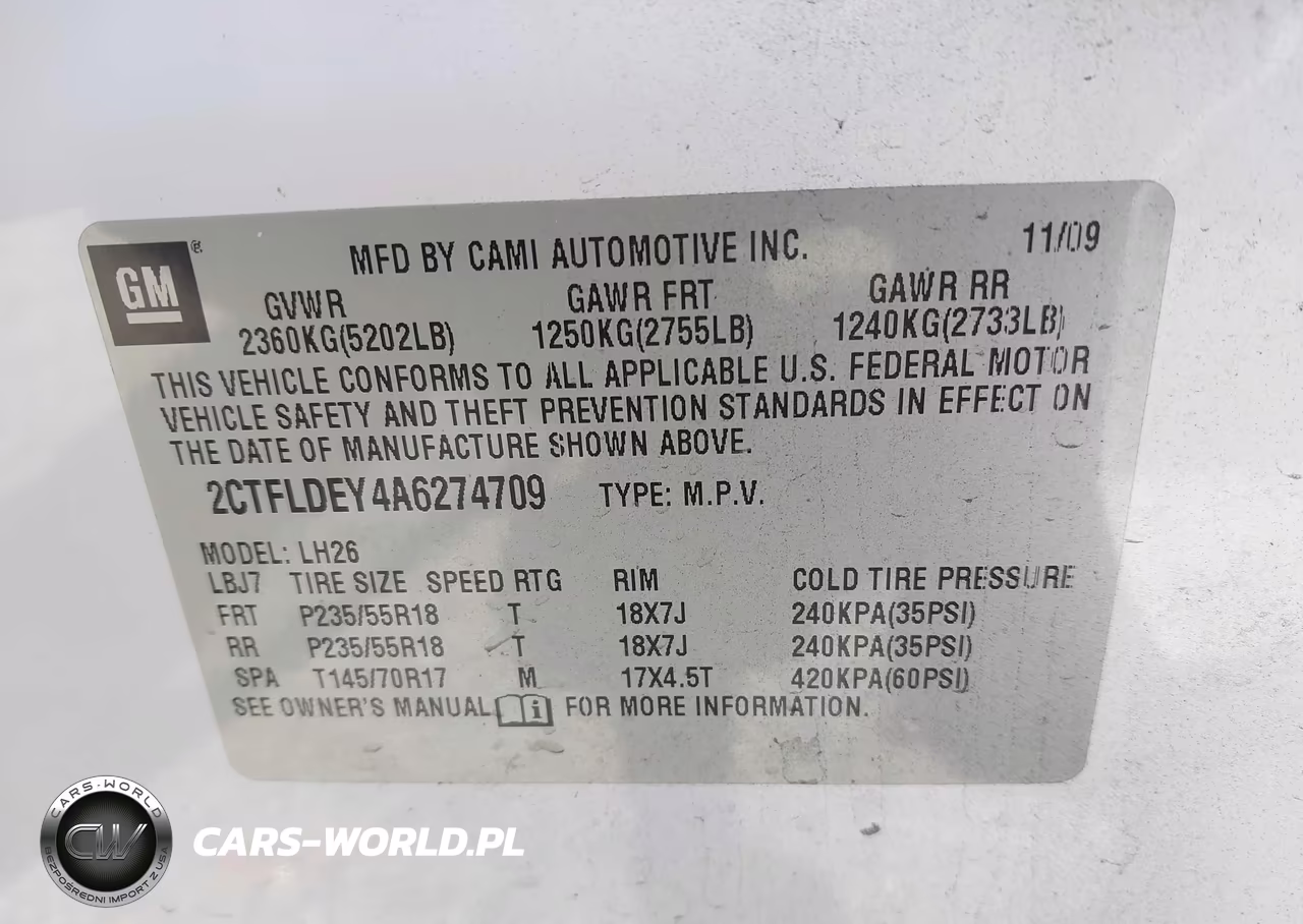 2010 GMC Terrain Sle-2 VIN:2CTFLDEY4A6274709 - 9