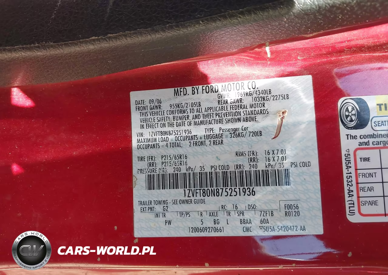 2007 Ford Mustang V6 Deluxe-V6 Premium VIN:1ZVFT80N875251936 - 9