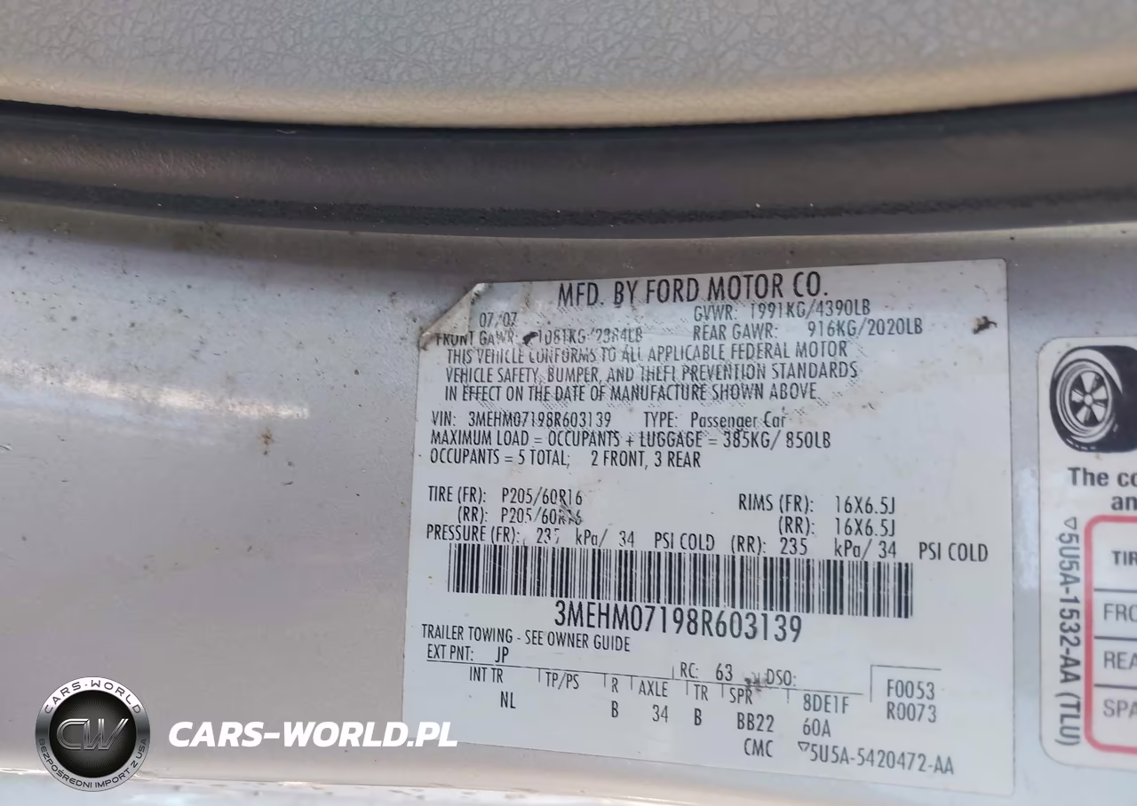 2008 Mercury Milan V6 VIN:3MEHM07198R603139 - 9