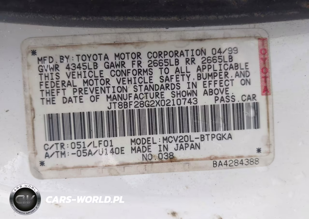 1999 Lexus Es 300 VIN:JT8BF28G2X0210743 - 9
