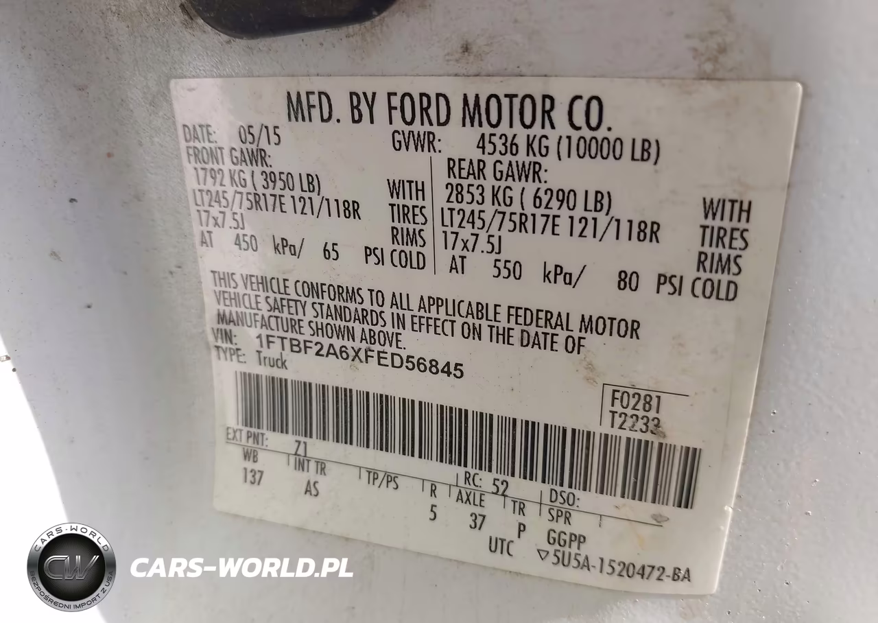 2015 Ford F-250 Xl-Xlt VIN:1FTBF2A6XFED56845 - 9